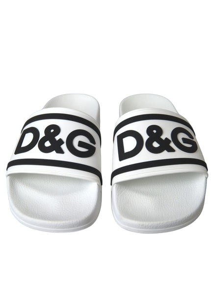 Front view of Dolce & Gabbana white black sandals