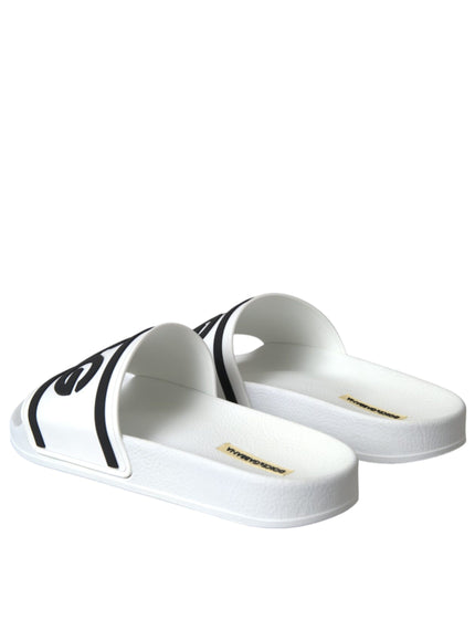 Back view of Dolce & Gabbana white black sandals