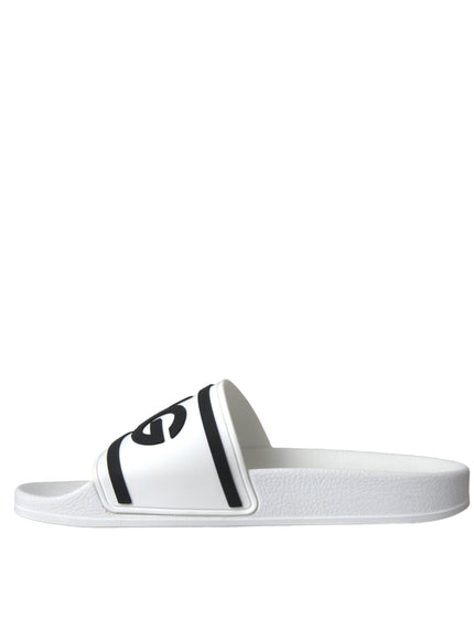 Side profile of Dolce & Gabbana white black sandal