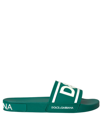 Dolce & Gabbana green white sandals side view