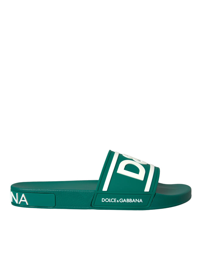 Dolce & Gabbana green white sandals side view