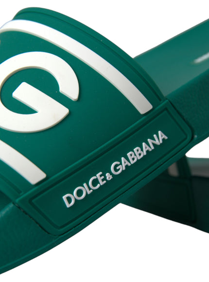 Close-up of Dolce & Gabbana logo on sandals