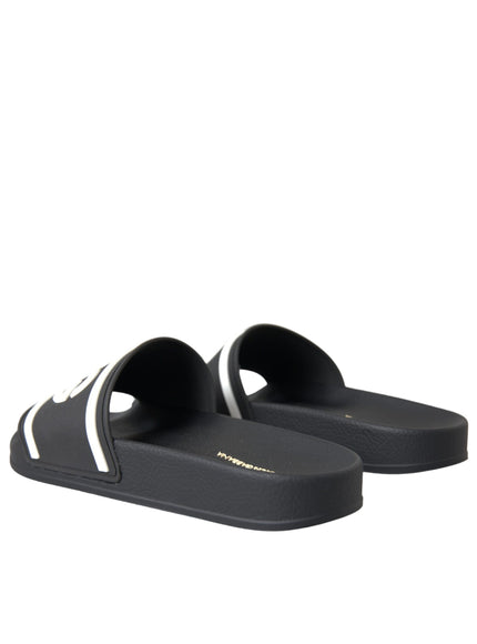 Back angle of Dolce & Gabbana black slides