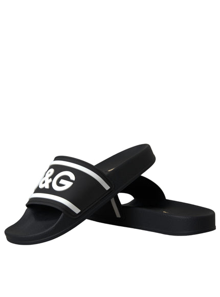 Dolce & Gabbana black slides stacked, angled view