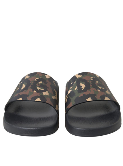 Front view of Dolce & Gabbana camouflage leather sandals