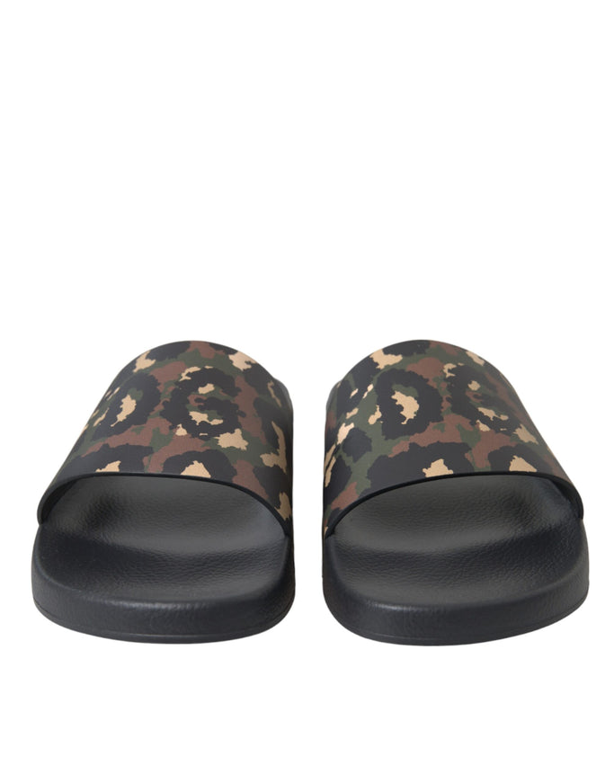 Front view of Dolce & Gabbana camouflage leather sandals