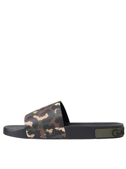 Side profile of Dolce & Gabbana camouflage leather sandal