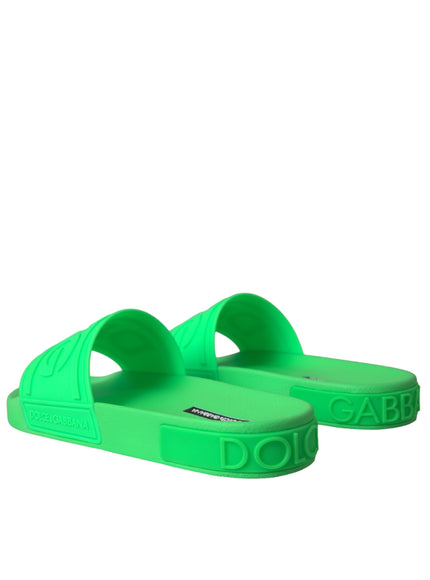 Back view of Dolce & Gabbana green leather slides