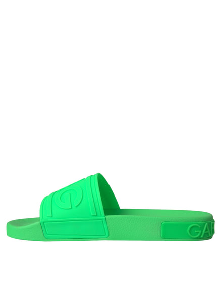 Opposite side view of Dolce & Gabbana green leather slide