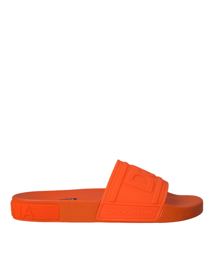 Dolce & Gabbana orange rubber slide sandal side view