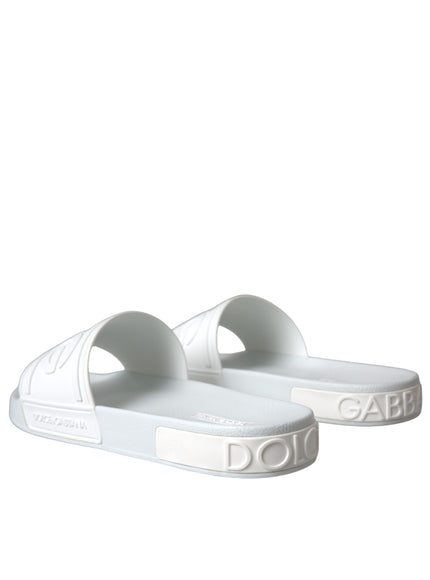 Back view of Dolce & Gabbana white rubber slides