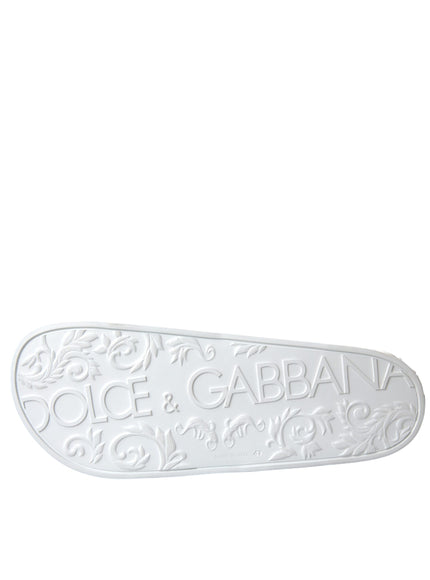 Sole design of Dolce & Gabbana white rubber slides