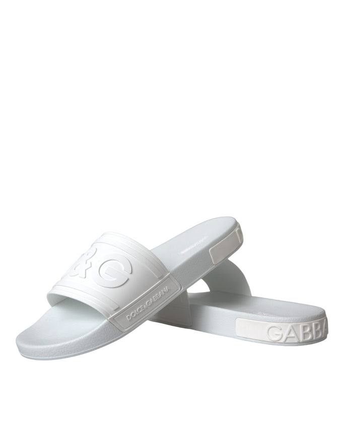 Dolce & Gabbana white rubber slides side view