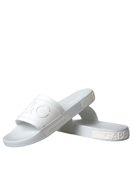 Dolce & Gabbana white rubber slides side view