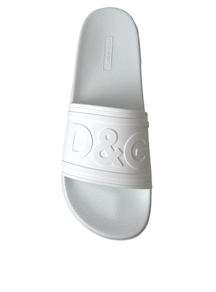 Top view of Dolce & Gabbana white rubber slides