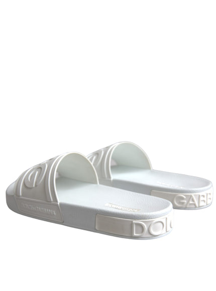 Back view of Dolce & Gabbana white rubber slides