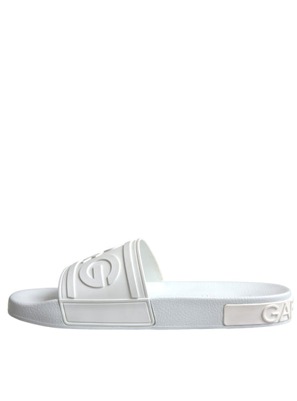 Side profile of Dolce & Gabbana white rubber slide sandal