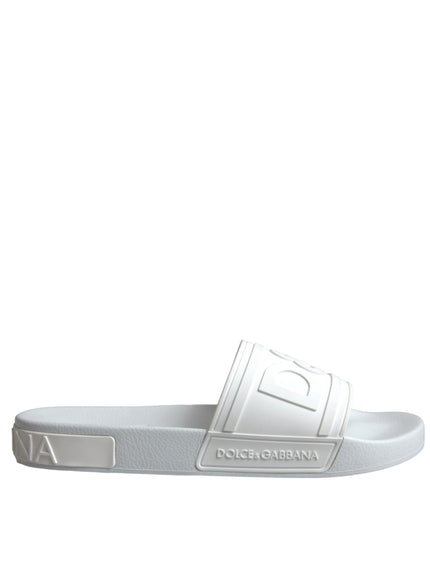 Dolce & Gabbana white rubber slide sandal side view