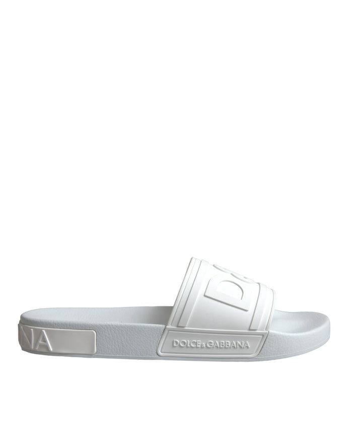 Dolce & Gabbana white rubber slide sandal side view