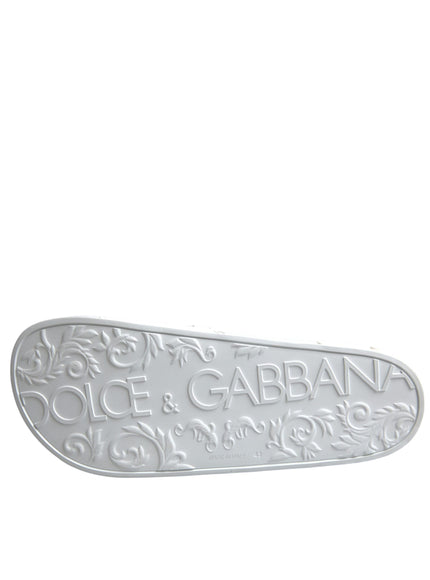 Sole design of Dolce & Gabbana white rubber slides