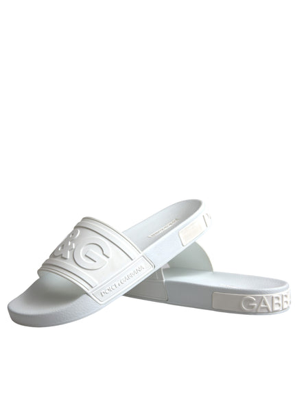 Dolce & Gabbana white rubber slides crossed view