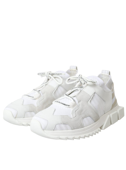 Angled view of Dolce & Gabbana white mesh sneakers