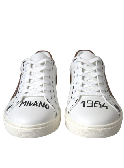 Front view of Dolce & Gabbana sneakers with Milano 1984 text