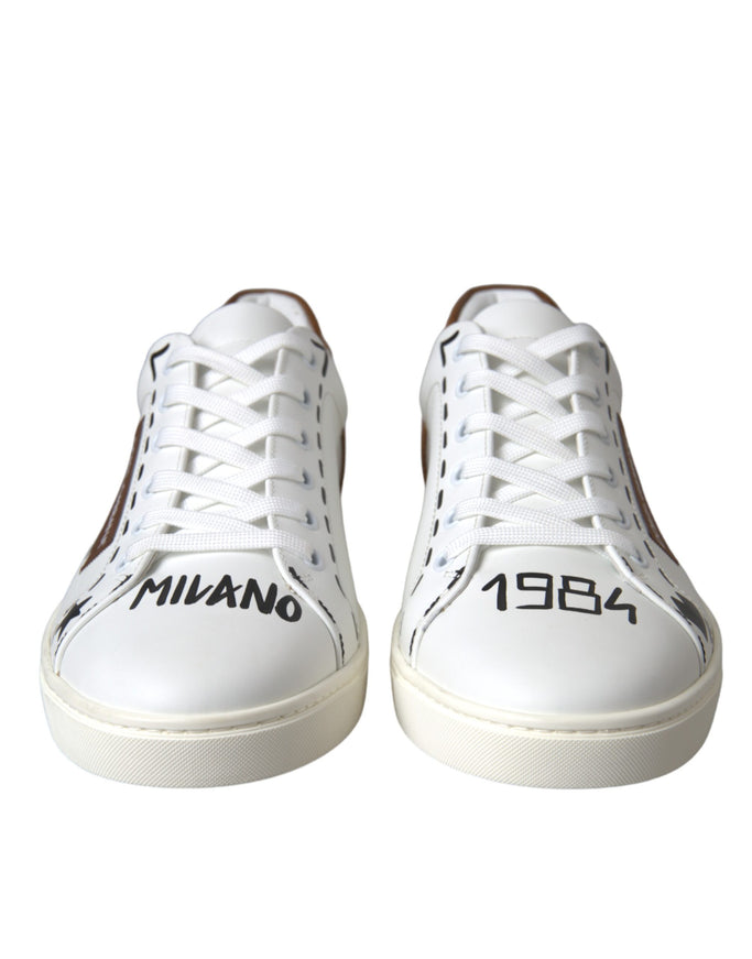 Front view of Dolce & Gabbana sneakers with Milano 1984 text