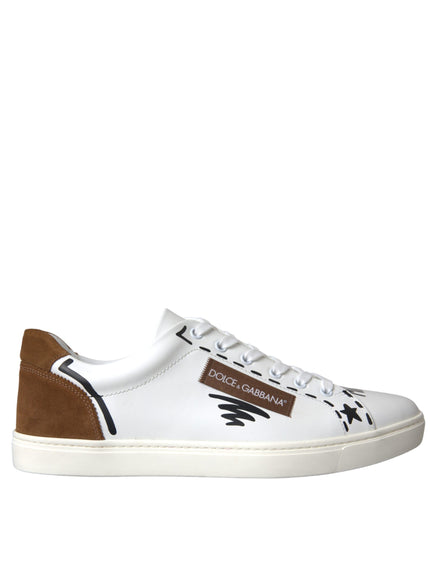 Dolce & Gabbana white brown leather sneakers side view