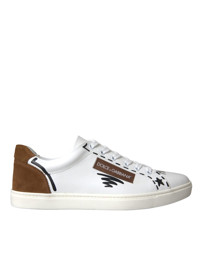 Dolce & Gabbana white brown leather sneakers side view