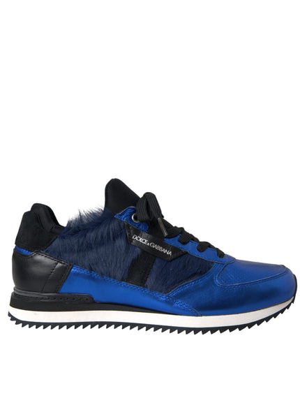 Dolce & Gabbana blue black calf hair leather sneaker side view