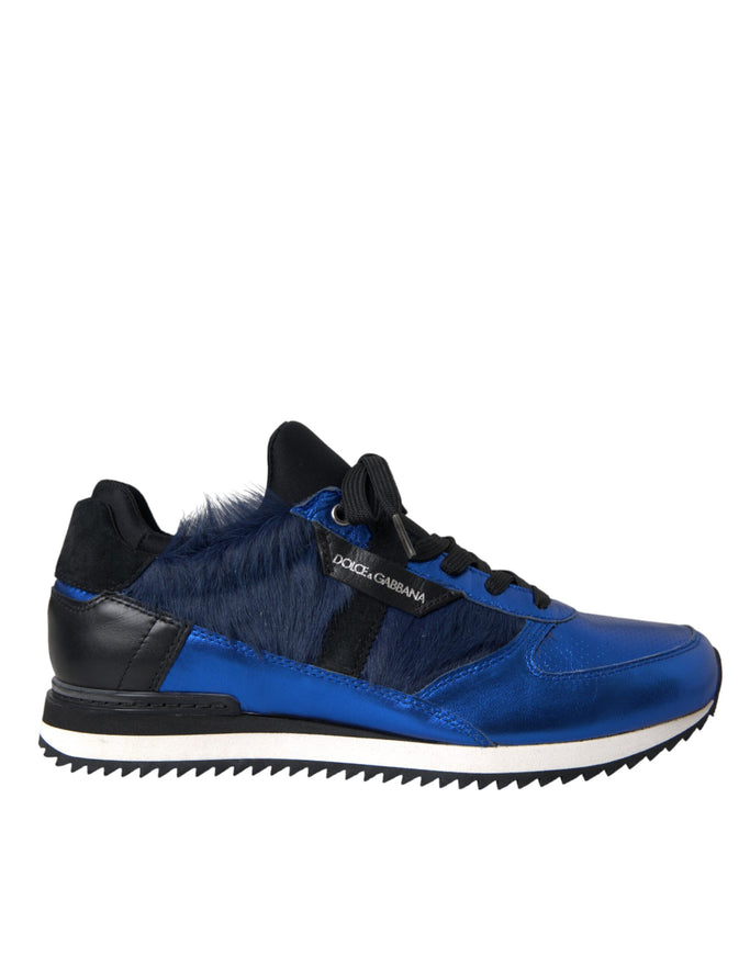 Dolce & Gabbana blue black calf hair leather sneaker side view