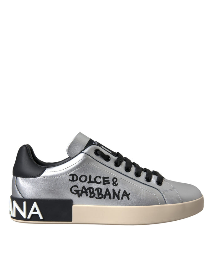 Dolce & Gabbana Silver Portofino Sneakers side view