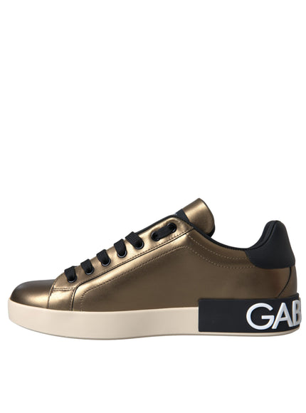 Opposite side view of Dolce & Gabbana gold black sneakers