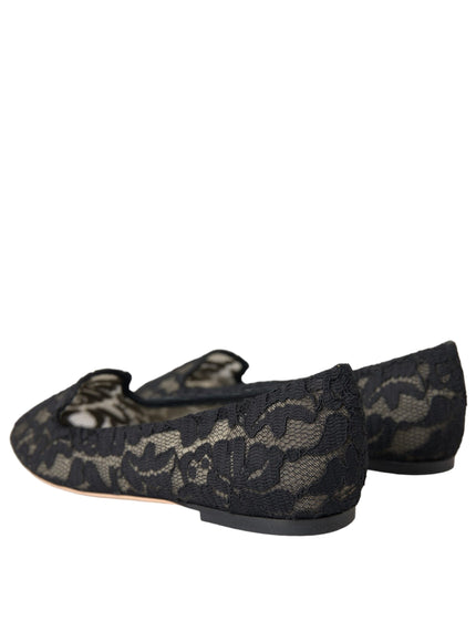 Back view of Dolce & Gabbana black lace loafers