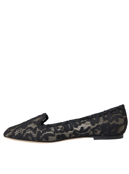 Side profile of Dolce & Gabbana lace loafers