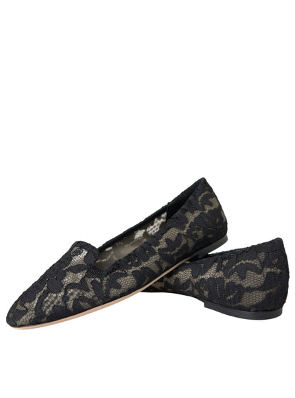 Pair of Dolce & Gabbana black lace loafers