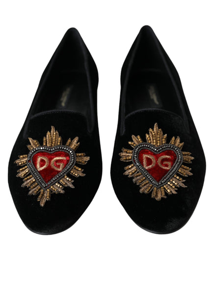 Front view of DG heart loafers with embroidery