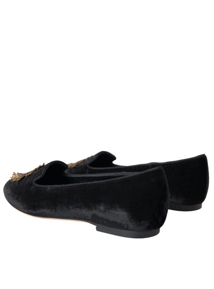 Back view of Dolce & Gabbana velvet loafers