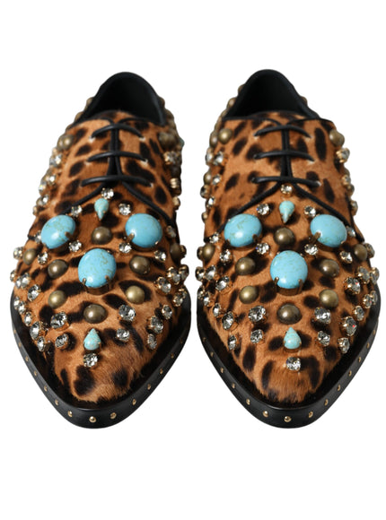 Front view of Dolce & Gabbana leopard dress shoes