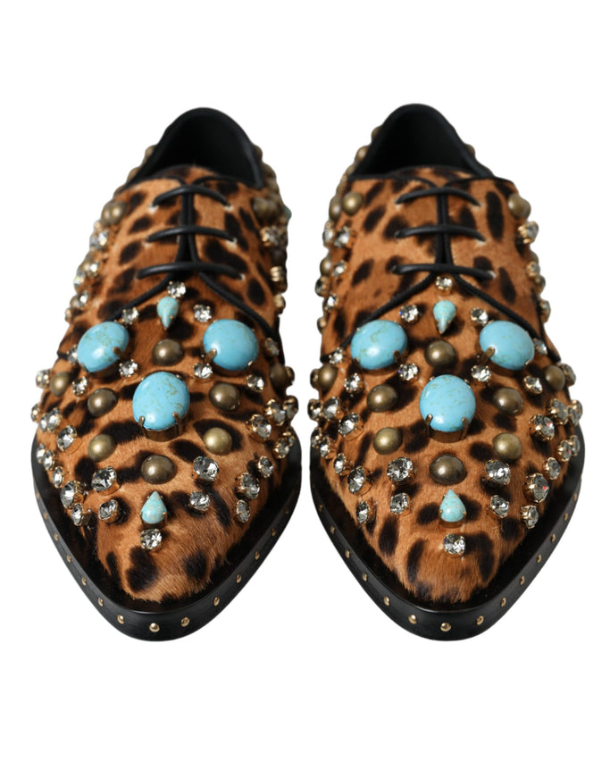 Front view of Dolce & Gabbana leopard dress shoes