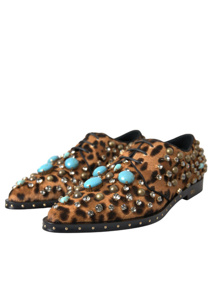 Angled view of Dolce & Gabbana leopard dress shoes