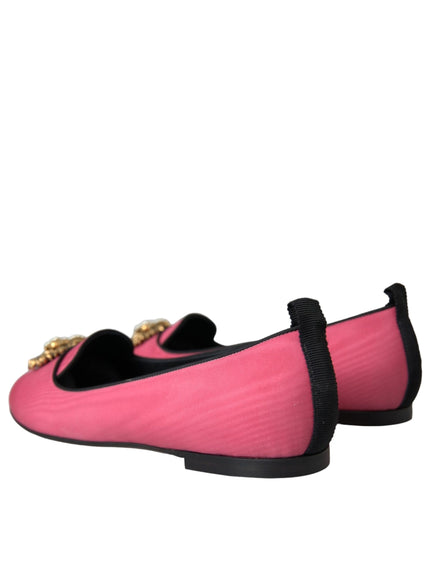 Back view of Dolce & Gabbana pink velvet loafers