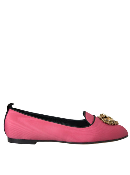 Dolce & Gabbana pink velvet slip-on loafers side view