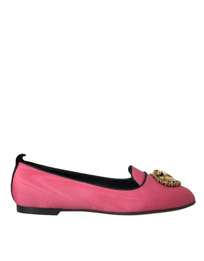 Dolce & Gabbana pink velvet slip-on loafers side view