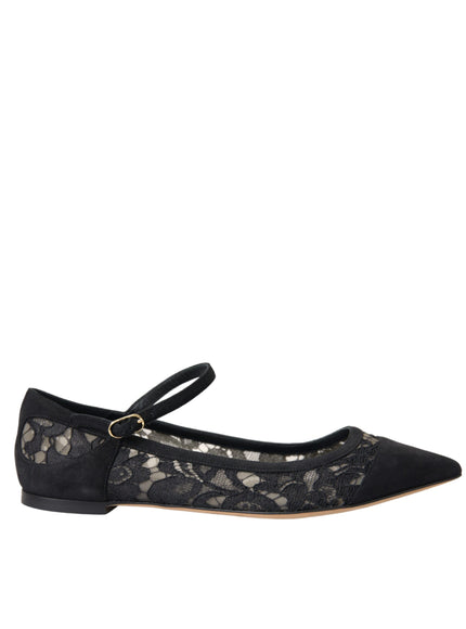 Dolce & Gabbana black lace flats side view