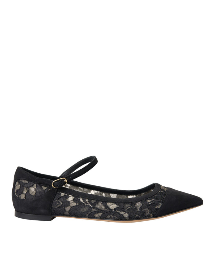 Dolce & Gabbana black lace flats side view