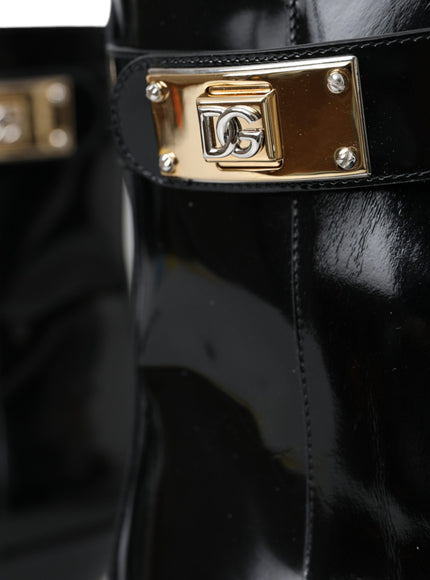 Close-up of Dolce & Gabbana logo on leather boot