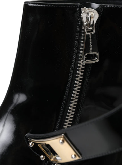 Zipper detail on Dolce & Gabbana black leather boot