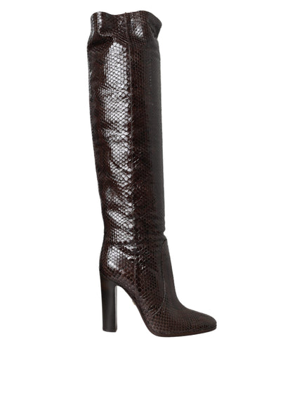 Dolce & Gabbana Brown Exotic Leather Heels High Boots Shoes